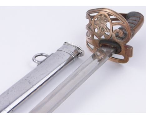 A Victorian Welsh Regiments Sergeant's sword with scabbard,
blade length 32.5", makers Robert Mole of Birmingham, 39.5" overa