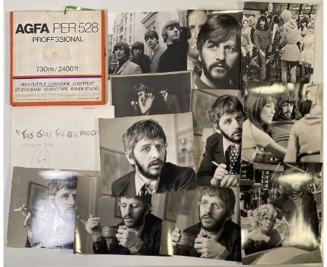Mixed assortment of Beatles memorabilia to include: boxed reel of AGFA Per 528 audio tape with printed label to box 'John Len