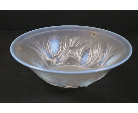 Art Deco Jobling opalescent glass 'fir pine cone' pattern plafonnier light shade, marked 777133 to base