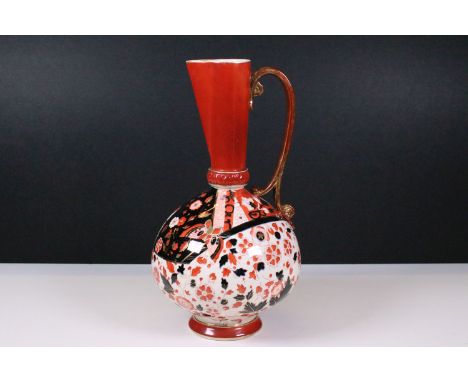 Old Hall, aesthetic movement design ewer with 1884-1886 mark to base, H 31cm