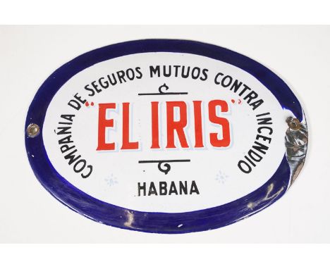 'El Iris' Habana oval enamel sign, W 27cm