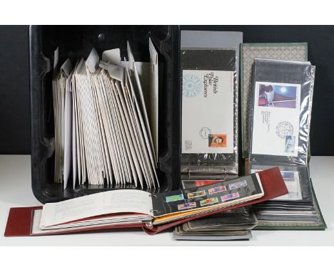 Collection of stamps to include two albums of first day covers, small album of Jersey mint stamps and a selection of loose wo