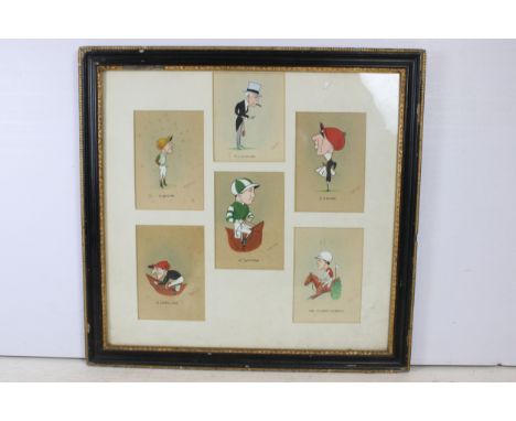 B Villiers, set of six caricatures, mainly jockeys - comprising: G Hulme, B Carslake, H Wragg, J Childs and Mr Filmer-Sankey 