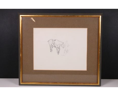Attributed to Dame Laura Knight (British, 1877 - 1970), study of a horse and figure, pencil sketch, initialled lower right, i