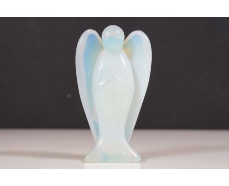 Opalite stone carving of an angel, 10cm high