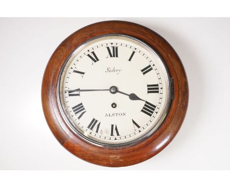 Sobey 'Alston' round case wall clock with bottom door, diameter 28cm, with key