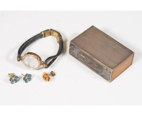 A fully hallmarked sterling silver matchbox holder together with a small quantity of jewellery. 