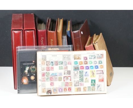 Large quantity of stamps including 13 penny reds, first day covers, British Commonwealth and world examples (1 box)