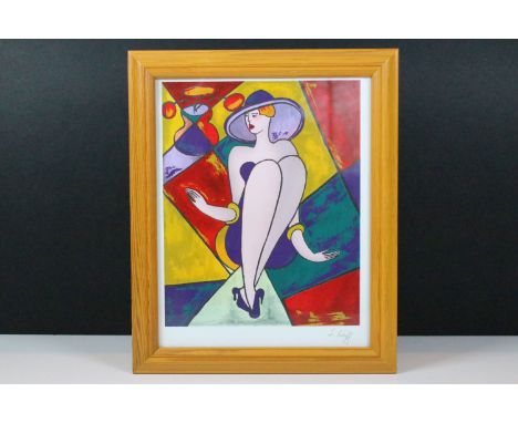 Linda Le Kinff (French, b. 1949), portrait of a lady - 'Debbie', serigraph, 24.5 x 19cm, framed and glazed