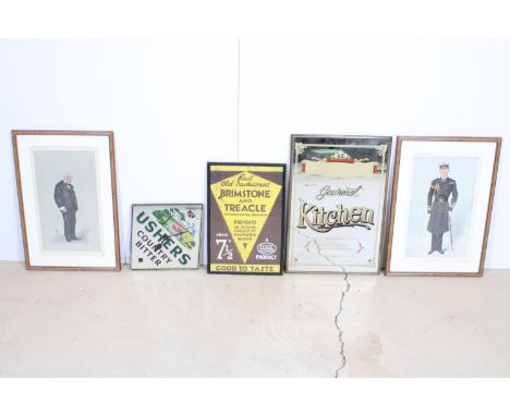 Advertising - Ushers Country Bitter clock, 33 x 30.5cm, Gourmet Kitchen mirror, 46 x 30.5cm overall, Real Old-Fashioned Brims