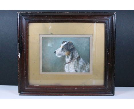 Early 20th century English school, portrait study of a dog, oil, 13 x 18cm, framed and glazed