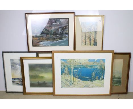 Olivia Bovill, 'New Lake, Stourhead', mixed media, signed lower right, titled lower left, label verso, 38 x 30cm, two other p