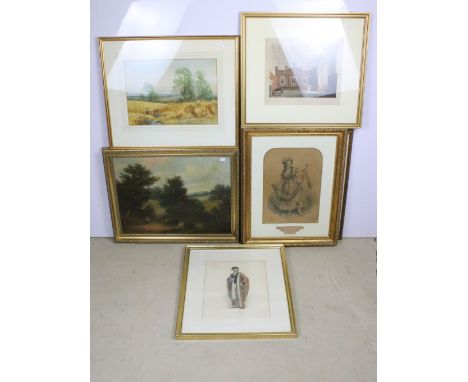 M Tennant, harvest scene, watercolour, signed lower left, 25 x 35.5cm, Henry Wilson, Lake Erribol - Switzerland,  watercolour