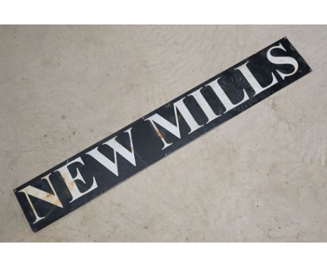 'New Mills' enamel sign, H 14.5cm x W 99cm