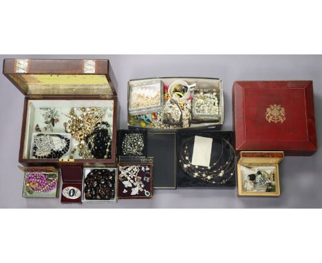 Various items of costume jewellery; &amp; three ladies’ wristwatches. 