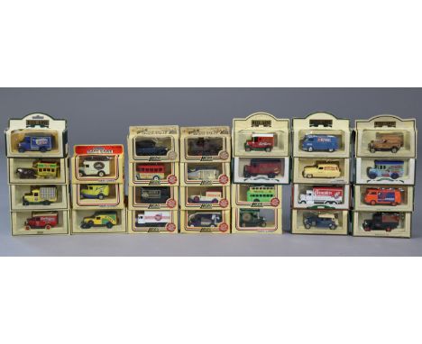 Sixty-two Lledo “Days Gone” die-cast scale model delivery vans, each with window box.