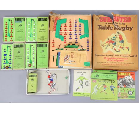 A Subbuteo International Edition “Table Rugby” game; &amp; various Subbuteo Table Soccer accessories, all boxed.