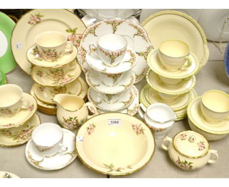 Tea Ware - Taylor Kent May pettern bread plate, teacups, saucers and side plates; Newhall Diana, c.1930; etc.
