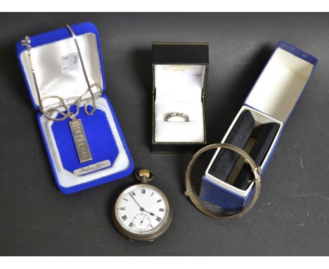 A George V silver open face pocket watch, white dial, bold Roman numerals minute track, subsidiary seconds, button wind movem