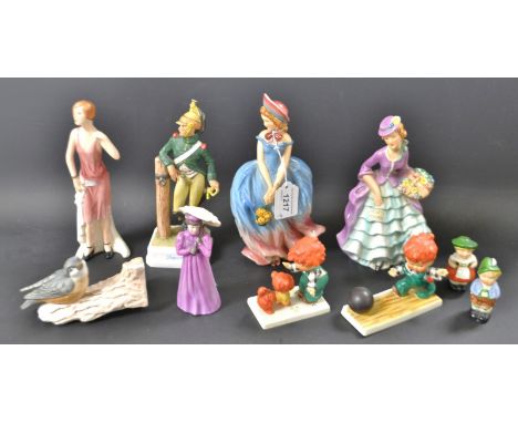 A pair of 1950s Goebel novelty comical figures, by Charlot Byj, Atta Boy, little boy with terrier, little boy with bowling ba