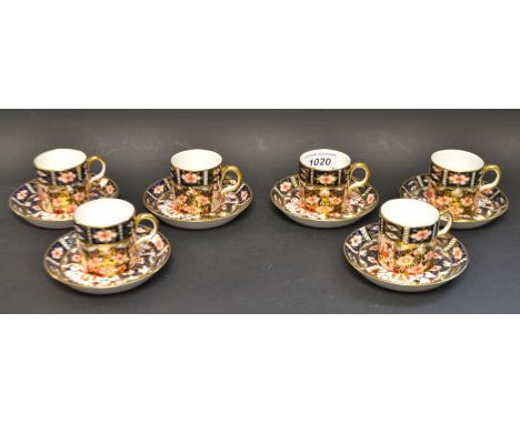 A set of six Royal Crown Derby 2451 Traditional Imari demitasse cups and saucers