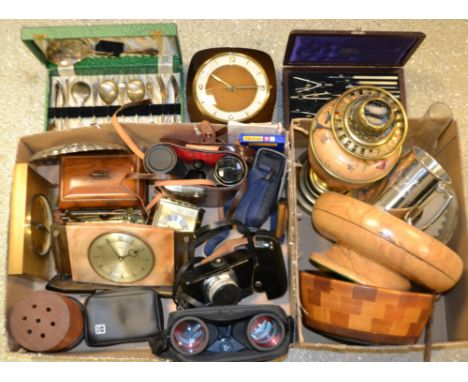 Boxes and Objects - Drawing instruments,cased, manufactured by  A.G. Thornton of Manchester; an oil lamp; a Minolta AL-F came