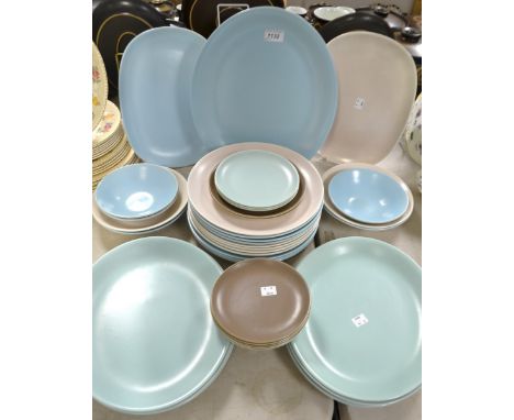 A Poole pottery Twintone part dinner service