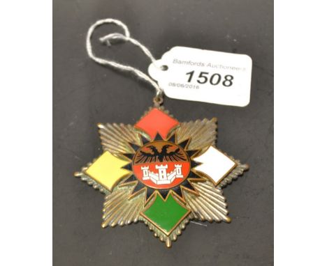 A large German enamel medallion, inscribed Grosse Duisburger Karneval Gesellschaft