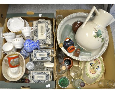 Ceramics and Glass - a Prattware mug;  a Wedgwood jelly mould;  a Staffordshire tureen, Congo pattern;  others similar;  a St