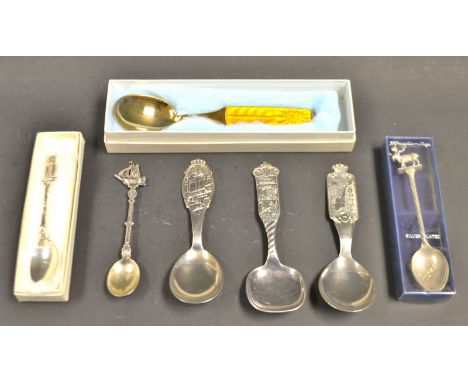 A Danish silver gilt and enamel spoon, designed by A Michelsen, Julien 1967, to commemorate Paul Rene Gauguin, the haft appli