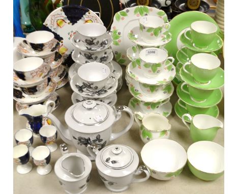 A Victorian Grundy Welsh style six setting tea service, others, Adderley, Crown china, etc.