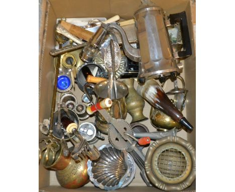 Boxes and Objects - A mid 20th century coffee perculator; a Brinco wire stapler; pen knives; plated ware; a three piece dress