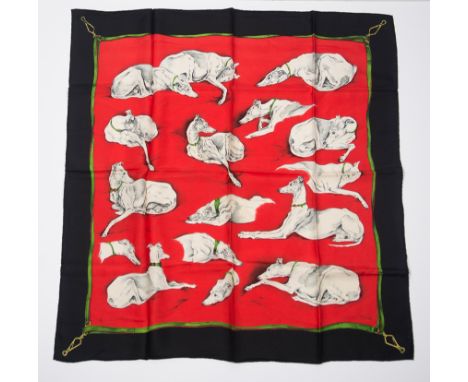 Hermès. Paris. Women's natural silk scarf with printed design.Vintage.86 x 90 cm.