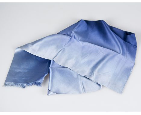 Hermès. Paris. Natural silk, long scarf with a blue gradient, fringed at each end.Vintage.110 x 28 cm.