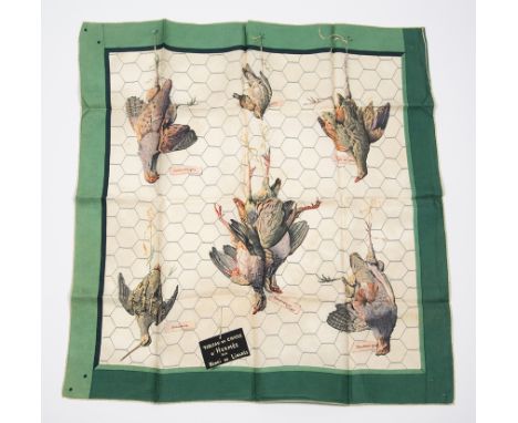 Hermès. Paris. "Tableaux de chasse d'Hermès par Henri de Linarès". Women's natural silk scarf with printed design.First editi