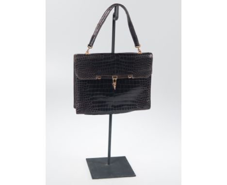 Hermès. Paris. "Palonnier"&nbsp;burgundy crocodile handbag. Circa 1970.Vintage.