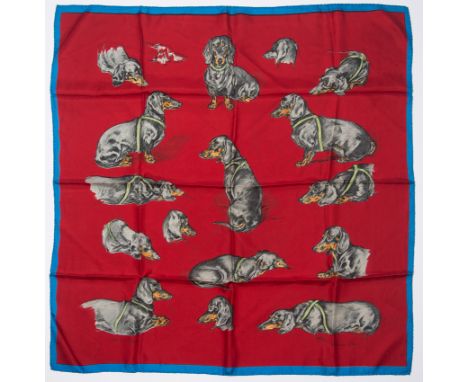 Hermès. París.&nbsp;Women's natural silk patterned scarf.Vintage.87 x 90 cm