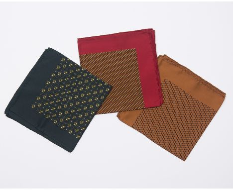 Hermès. Paris. Set of three scarves in natural silk.Vintage.