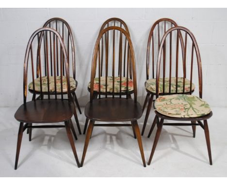 A set of six Mid Century Ercol Quaker stick-back dining chairs