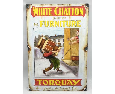 A painted vintage sign for White Chatton & co. furniture company, Torquay