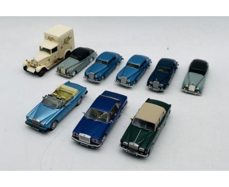 A collection of eight unboxed die-cast Rolls Royce models cars including five Lone Star Roadmasters Siver Cloud II V8 Engines