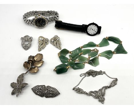 A collection of vintage and fashion jewellery to include two watches.