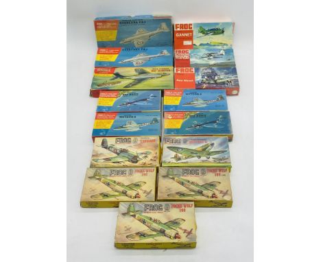 A collection of vintage boxed Frog plastic construction model kits, all in the form of military aircraft including  Vickers S