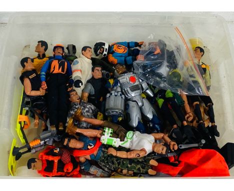 A collection of modern Action Man figures (18 in total) with accessories including weapons, helmets, field radio etc