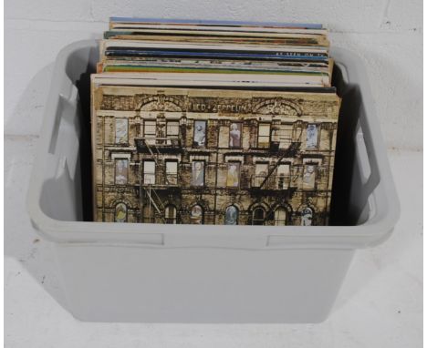 A quantity of various 12" vinyl records, including Led Zeppelin, Fleetwood Mac, Kate Bush, Genesis, Bob Dylan, Elton John, UB