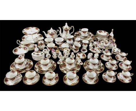 A large collection of Royal Albert Old Country Roses tableware etc. including teapot, teacups, coffee pot, coffee cups, plate