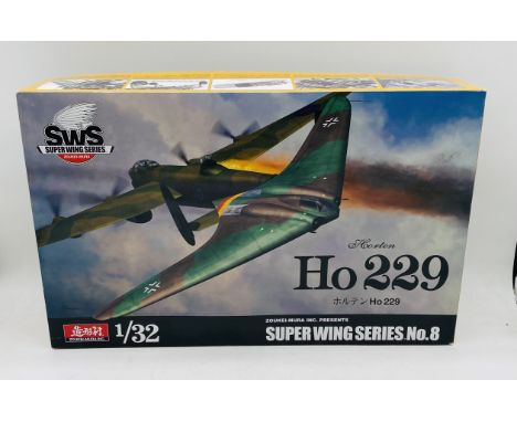 A boxed Zoukei-Mura Inc. Super Wings Series No.8 (SWS) "Horten Ho 229" German fighter/bomber plastic model kit - 1:32 scale, 