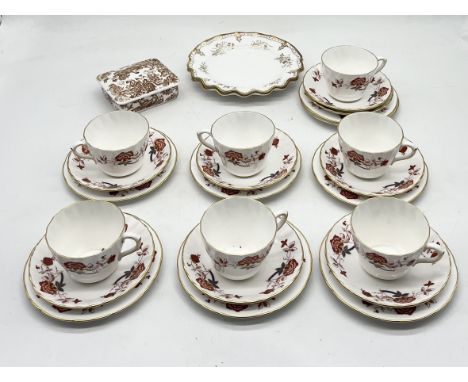 A collection of Royal Crown Derby China including set of teacups, saucers and side plates in the Bali pattern