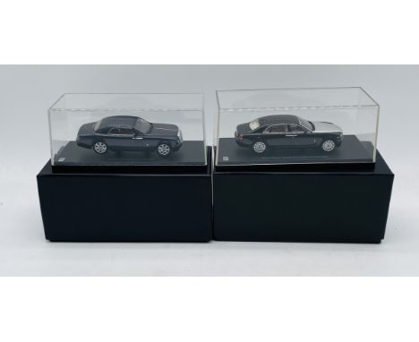 Two boxed/cased Kyosho Rolls Royce die-cast cars including a Phantom Coupe and Ghost Extended Wheelbase (both 1:43 scale)