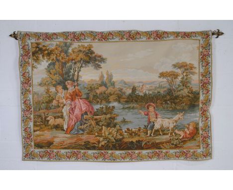 A Hines Of Oxford reproduction wall hanging tapestry of a Classical scene - total dimensions 84cm x 137cm